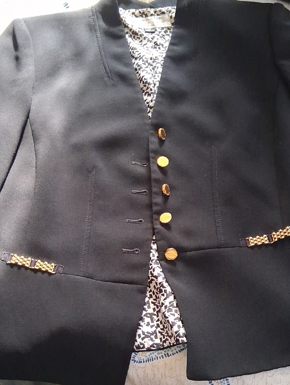 Tahari Black Blazer with Gold Buttons